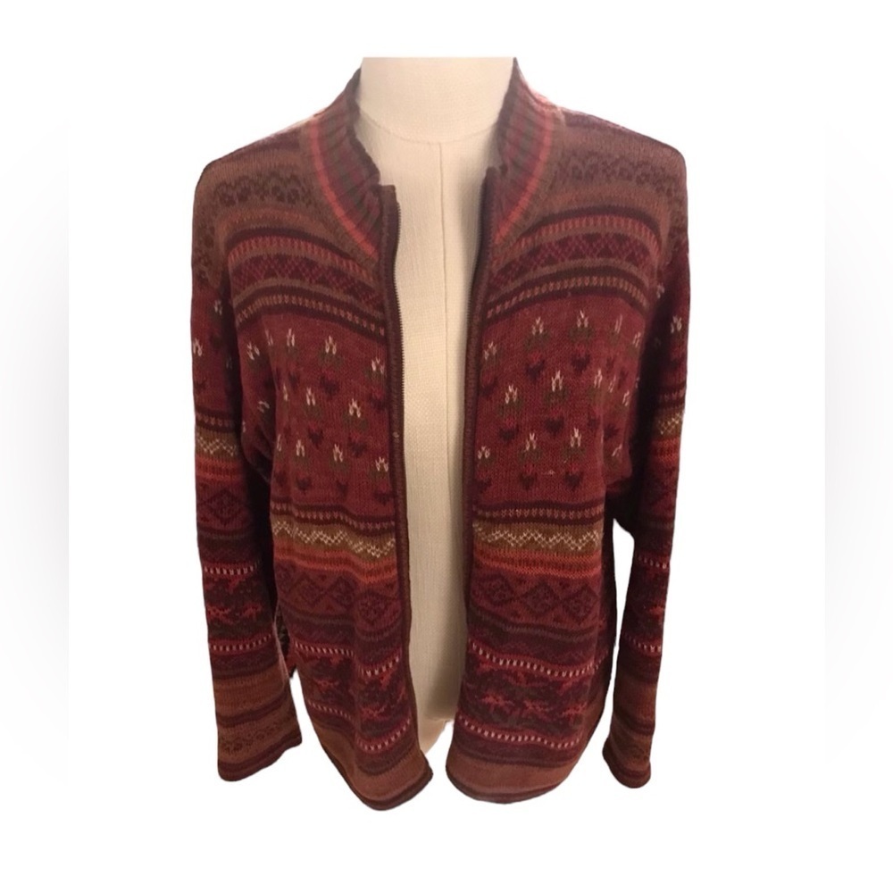 Vintage Shaver Lake Cardigan Zip Up Winter Ski Sweater Size M